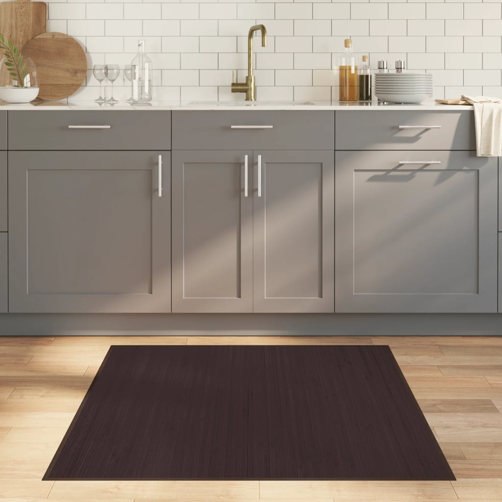 Tappeto Quadrato Marrone Scuro 100x100 cm in Bambù - homemem39