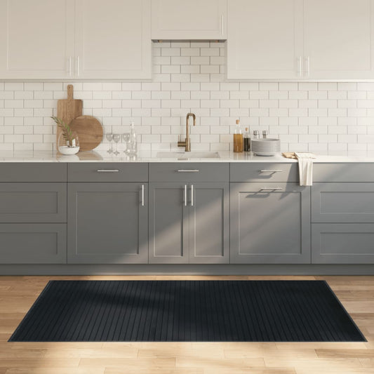 Tappeto Rettangolare Grigio 100x200 cm in Bambù - homemem39