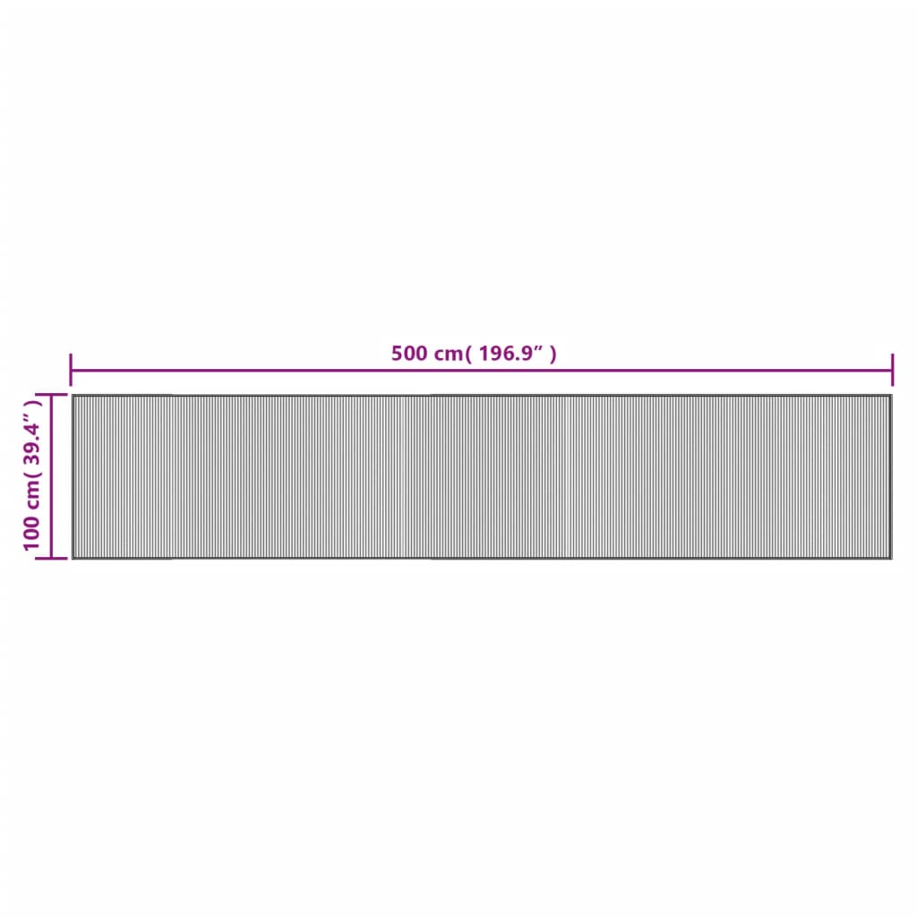 Tappeto Rettangolare Nero 100x500 cm in Bambù