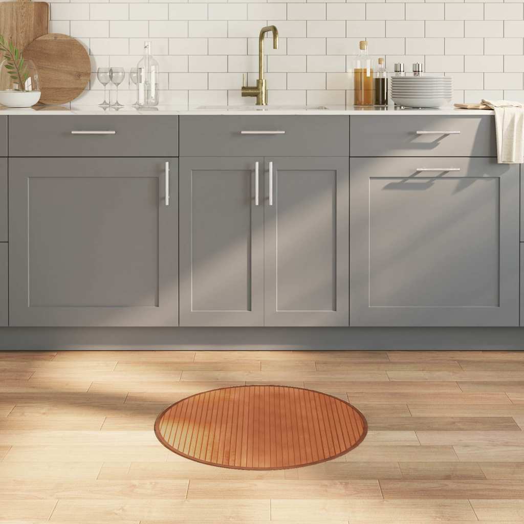 Tappeto Rotondo Marrone 60 cm in Bambù