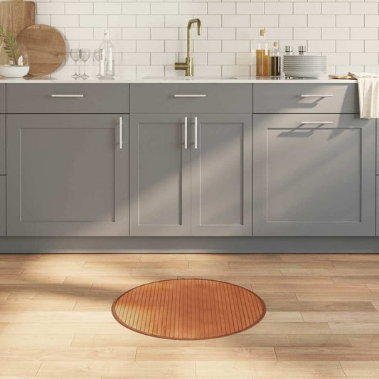 Tappeto Rotondo Marrone 60 cm in Bambù