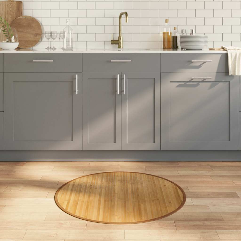 Tappeto Rotondo Naturale 80 cm in Bambù | homemem39