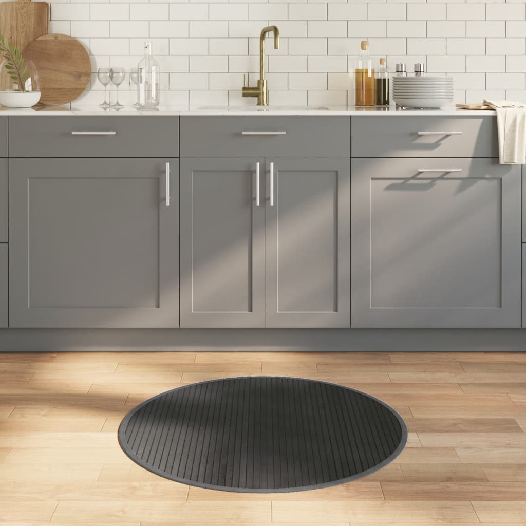 Tappeto Rotondo Grigio 80 cm in Bambù | homemem39