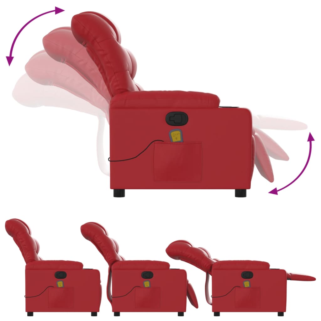 Poltrona Massaggiante Reclinabile Rossa in Similpelle | homemem39