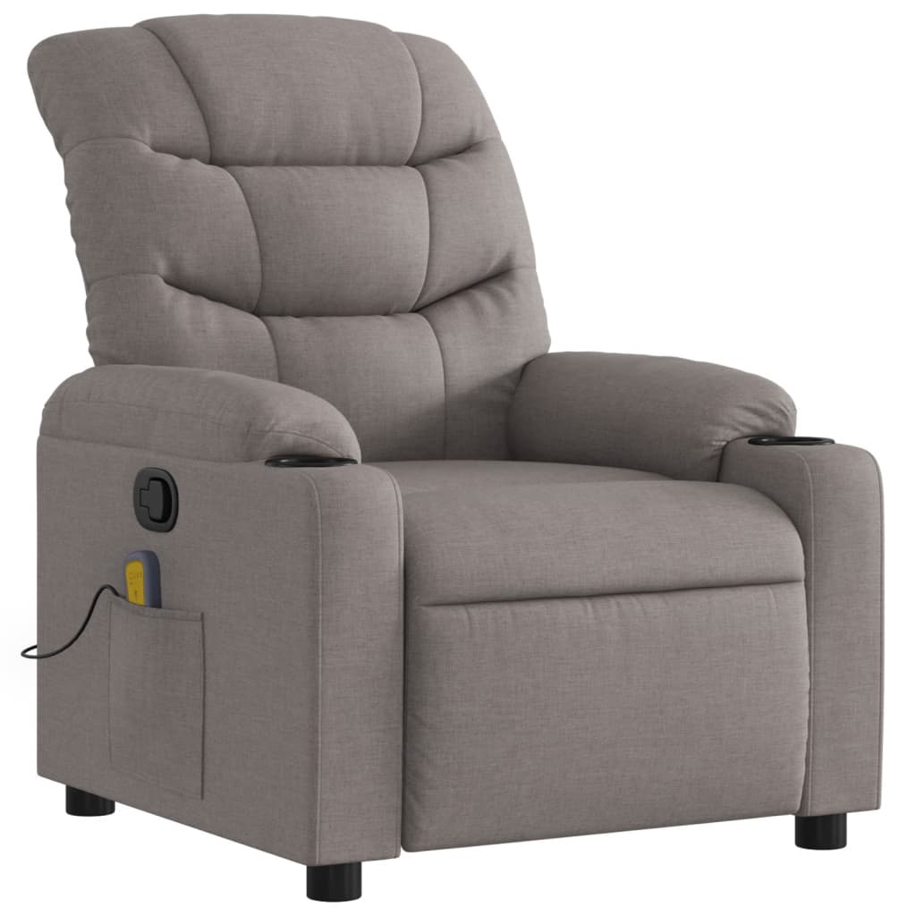 Poltrona Massaggiante Reclinabile Tortora in Tessuto | homemem39