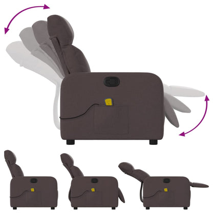 Poltrona Massaggiante Reclinabile Marrone Scuro in Tessuto - homemem39