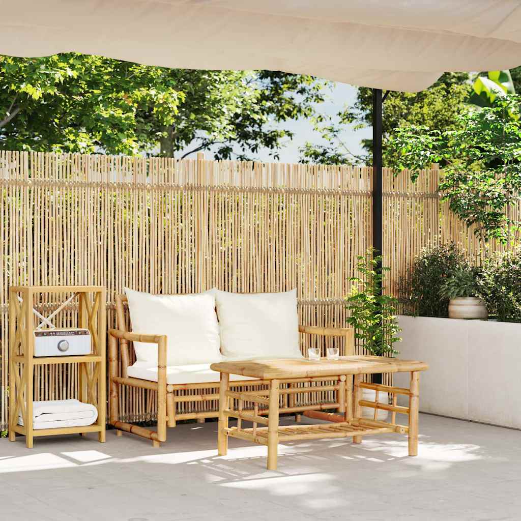 Set di divani da giardino 2 pezzi con cuscini in bambù | homemem39