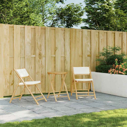 Sedie da Bistrot Pieghevoli 2 pz Cuscini Bianco Crema in Bambù - homemem39