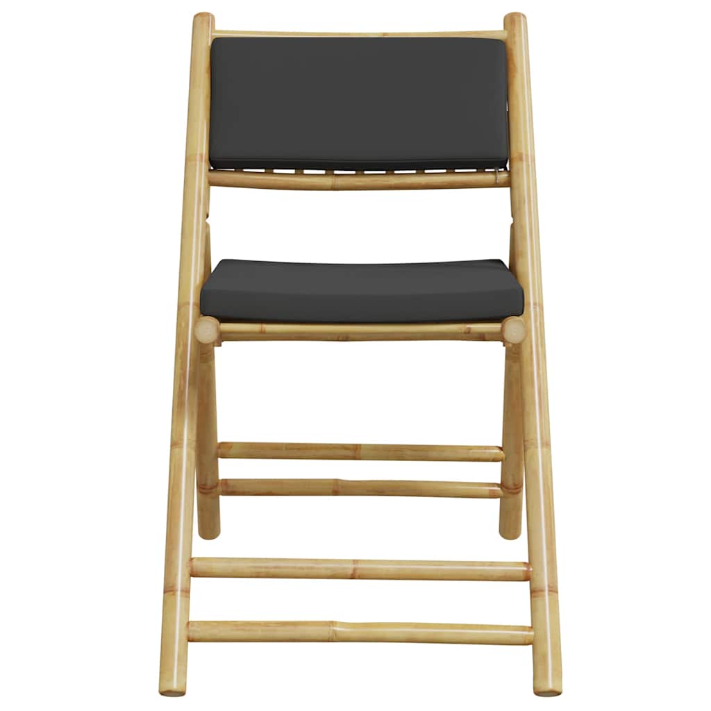 Sedie da Bistrot Pieghevoli 2pz con Cuscini Grigio Scuro Bambù - homemem39