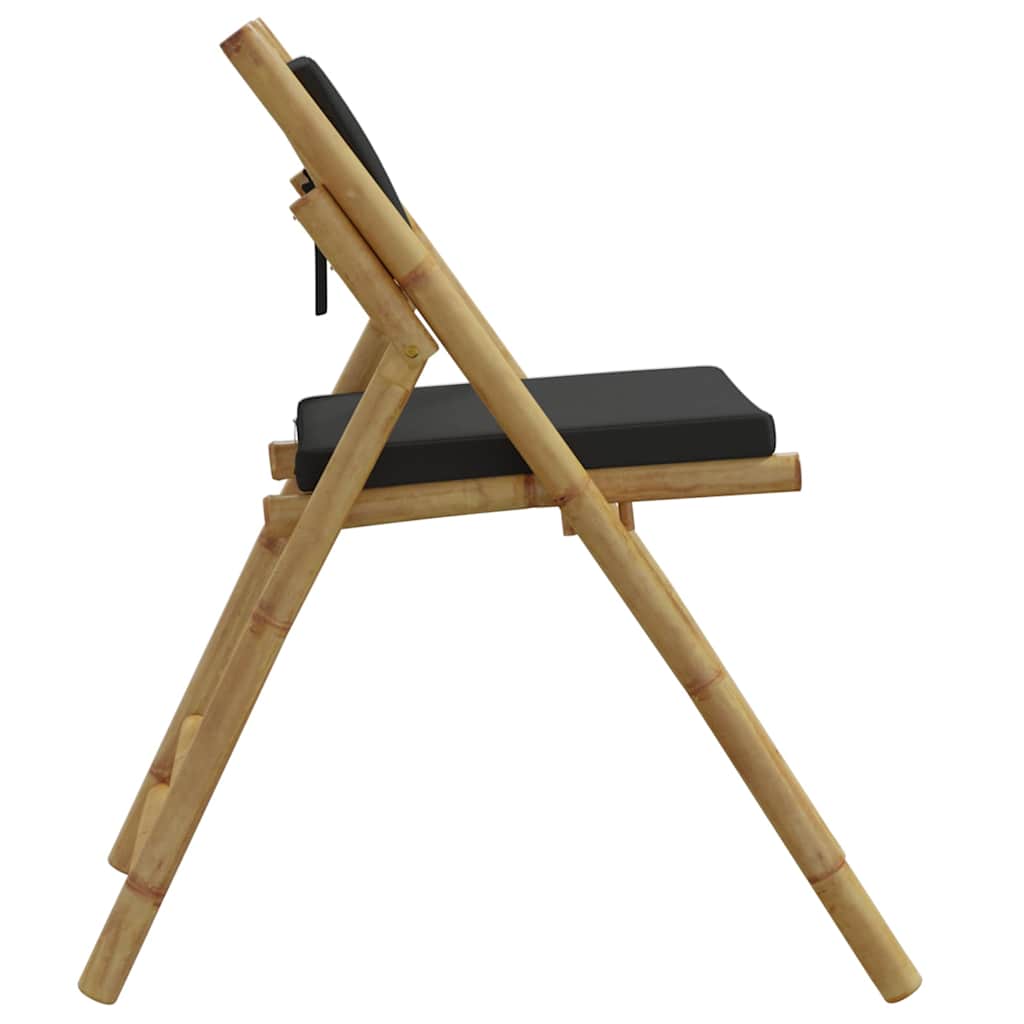 Sedie da Bistrot Pieghevoli 2pz con Cuscini Grigio Scuro Bambù - homemem39