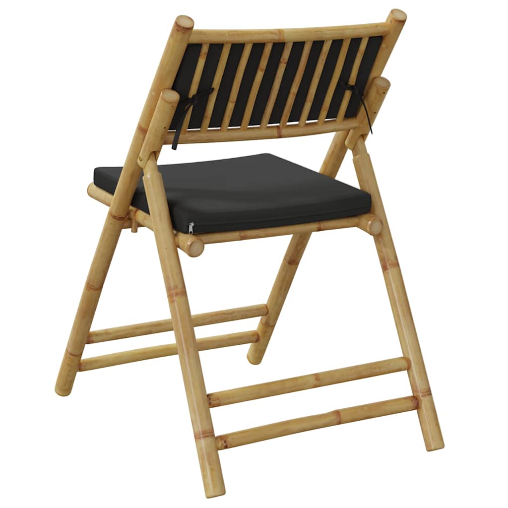Sedie da Bistrot Pieghevoli 2pz con Cuscini Grigio Scuro Bambù - homemem39
