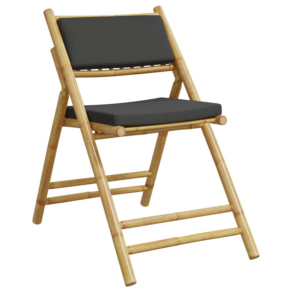 Set da Bistrot Pieghevole 3pz con Cuscini Grigio Scuro Bambù | homemem39