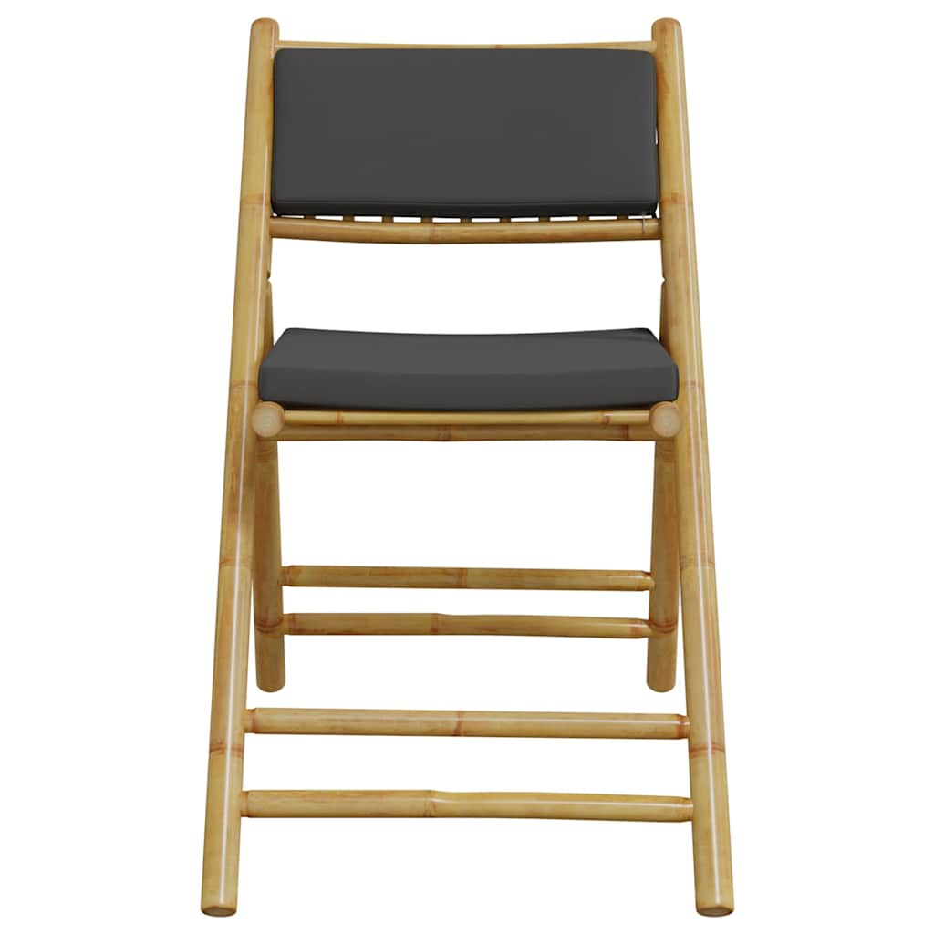 Set da Bistrot Pieghevole 3pz con Cuscini Grigio Scuro Bambù | homemem39