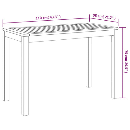 Tavolo da Pranzo da Giardino 110x55x75 cm Legno Massello Acacia - homemem39