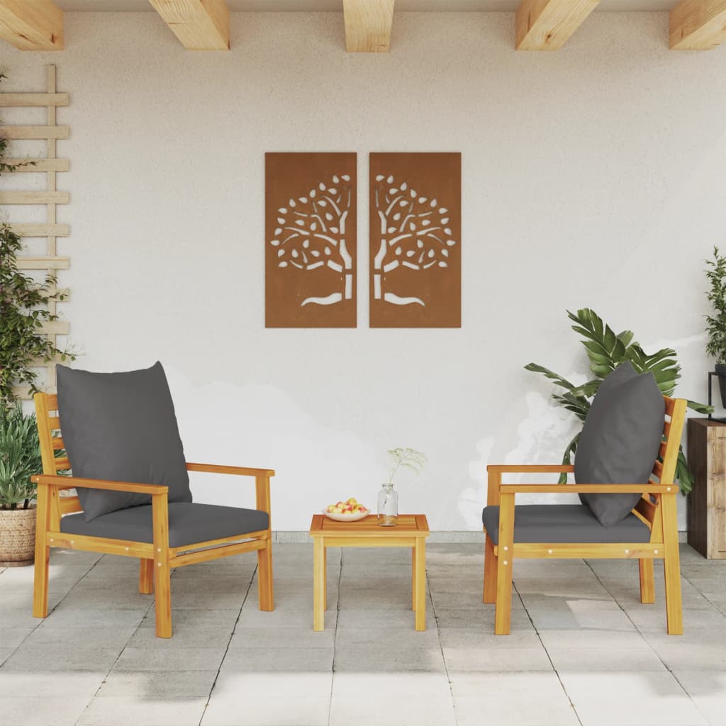 Poltrone da Giardino 2pz con Cuscino in Legno Massello Acacia - homemem39