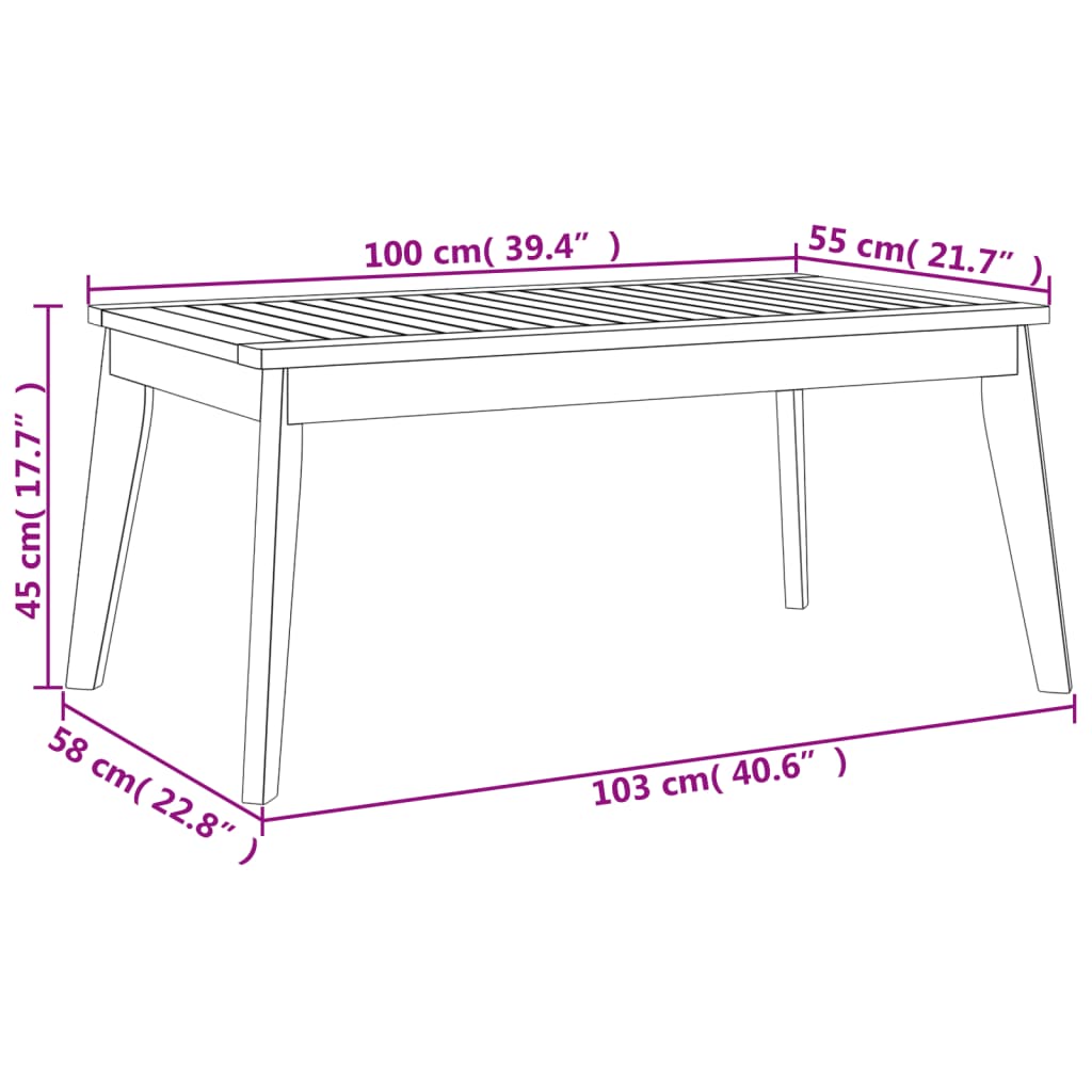 Tavolo da Pranzo da Giardino 100x55x45 cm Legno Massello Acacia - homemem39