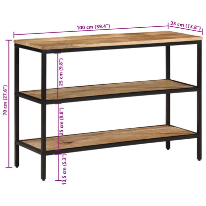 Tavolo Consolle 100x35x70 cm in Legno Massello di Mango Grezzo