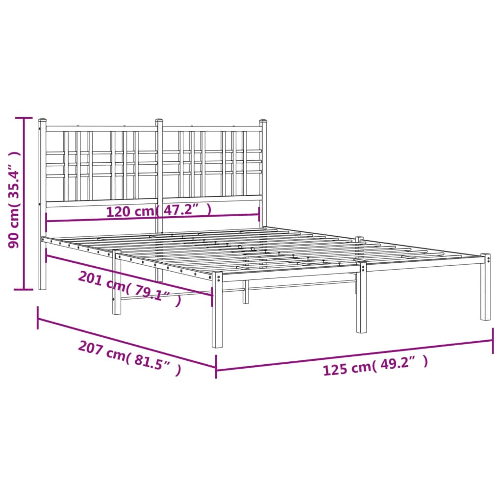 Giroletto con Testiera in Metallo Nero 120x200 cm | homemem39