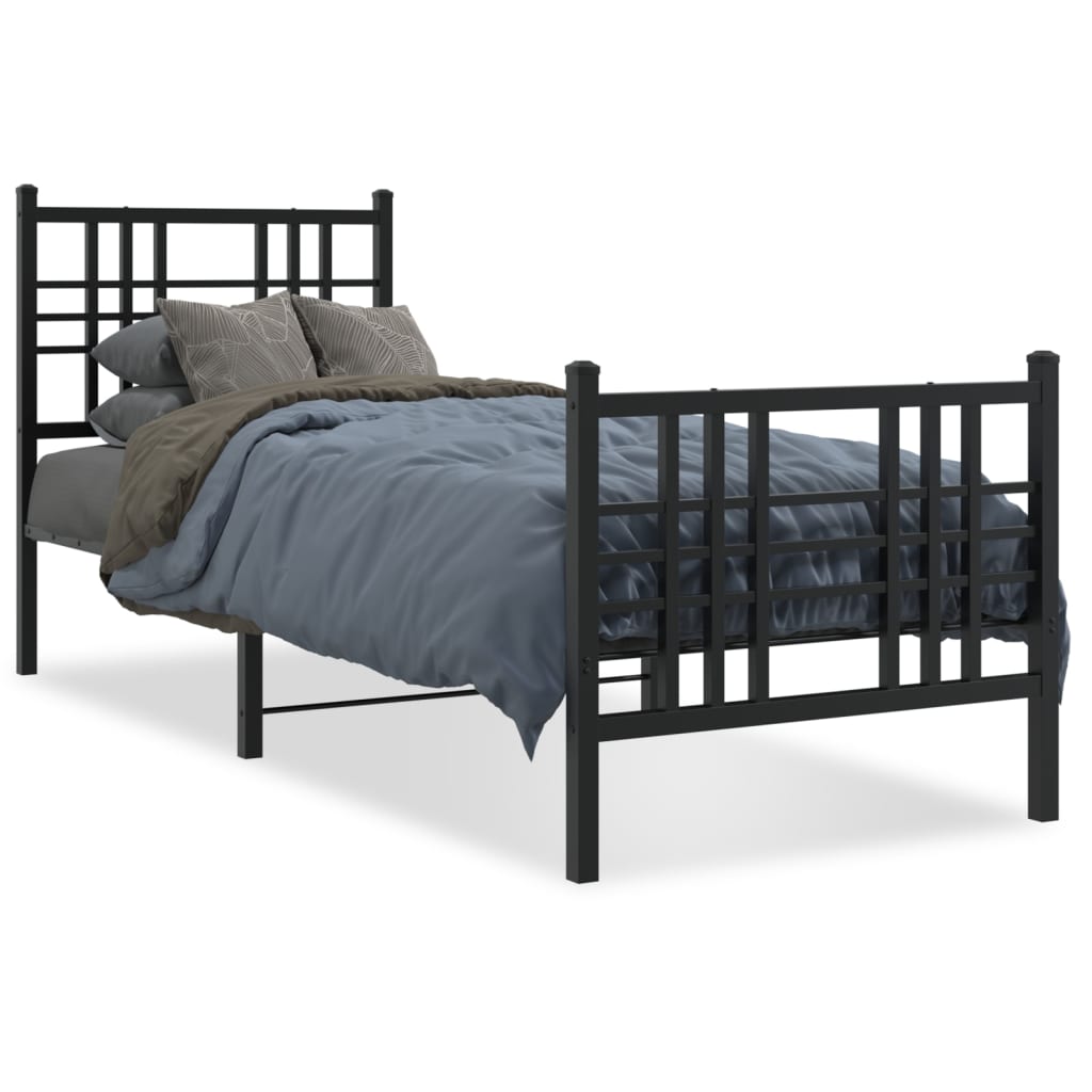 Giroletto con Testiera e Pediera Metallo Nero 80x200 cm | homemem39