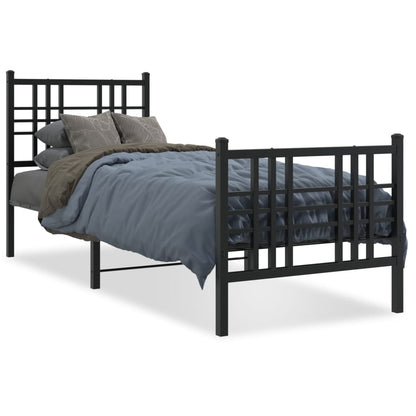 Giroletto con Testiera e Pediera Metallo Nero 80x200 cm | homemem39