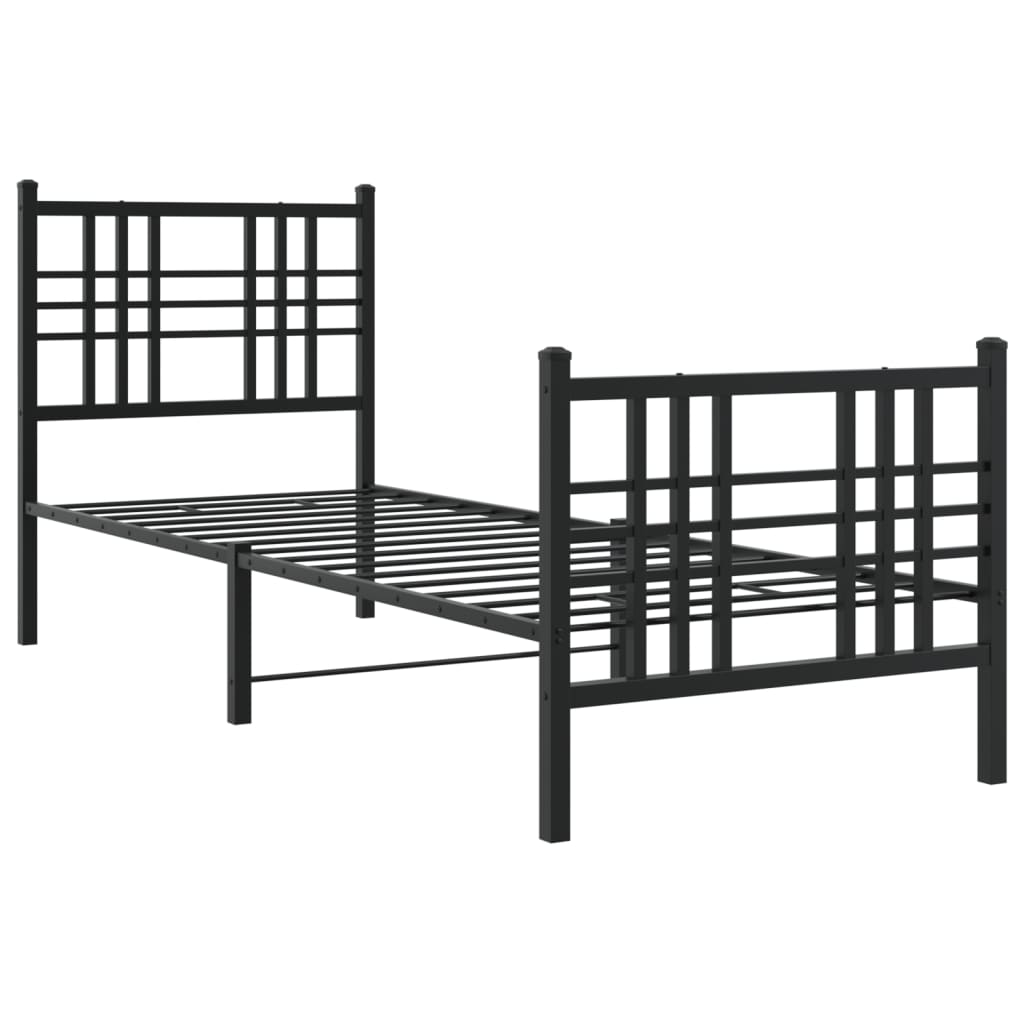 Giroletto con Testiera e Pediera Metallo Nero 80x200 cm | homemem39