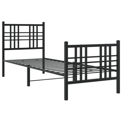 Giroletto con Testiera e Pediera Metallo Nero 80x200 cm | homemem39