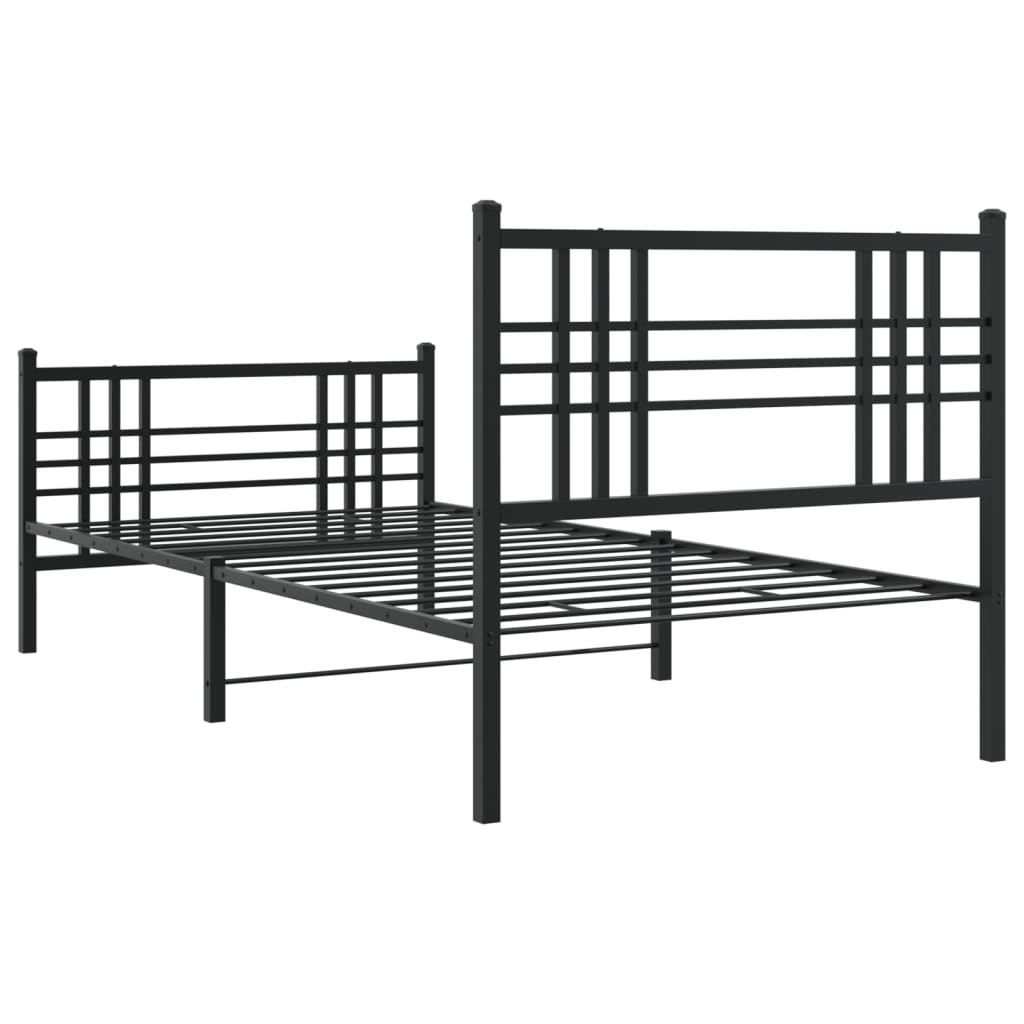Giroletto con Testiera e Pediera Metallo Nero 90x190 cm | homemem39