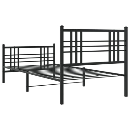 Giroletto con Testiera e Pediera Metallo Nero 90x190 cm | homemem39