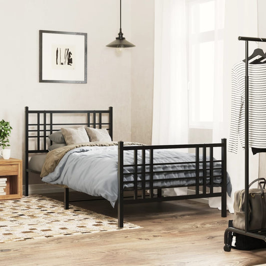 Giroletto con Testiera e Pediera Metallo Nero 90x190 cm | homemem39