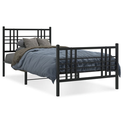 Giroletto con Testiera e Pediera Metallo Nero 90x200 cm | homemem39