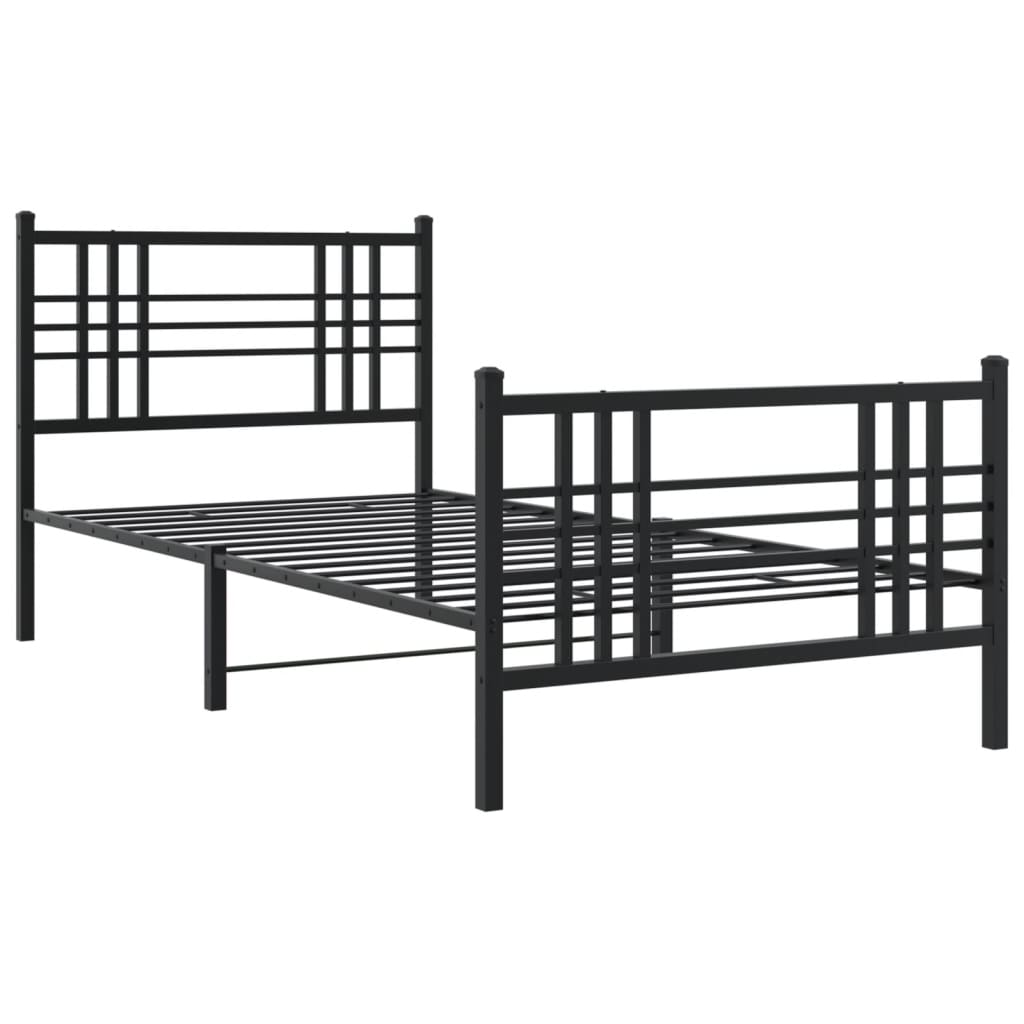 Giroletto con Testiera e Pediera Metallo Nero 90x200 cm | homemem39