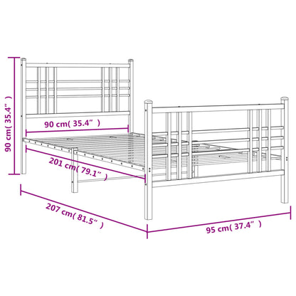 Giroletto con Testiera e Pediera Metallo Nero 90x200 cm | homemem39