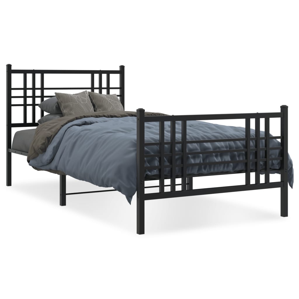 Giroletto con Testiera e Pediera Metallo Nero 100x200 cm | homemem39