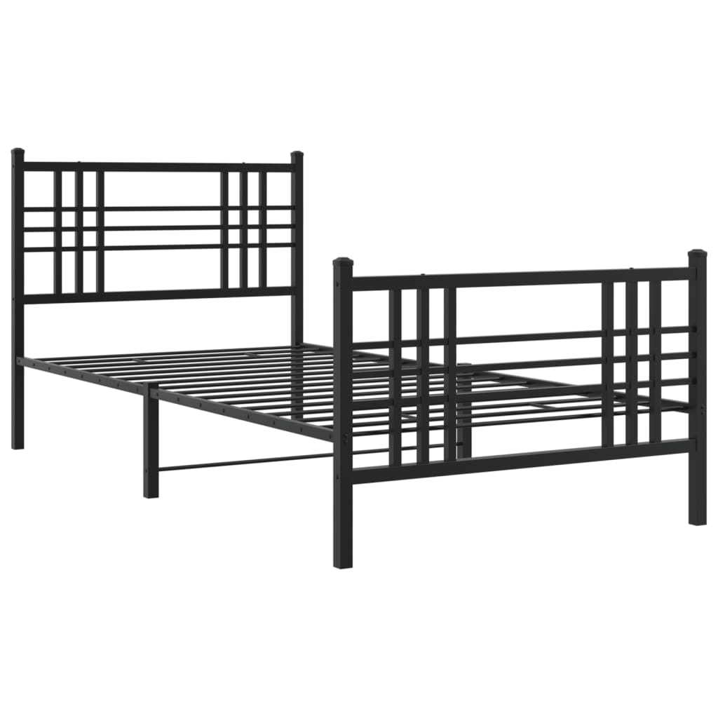 Giroletto con Testiera e Pediera Metallo Nero 100x200 cm | homemem39