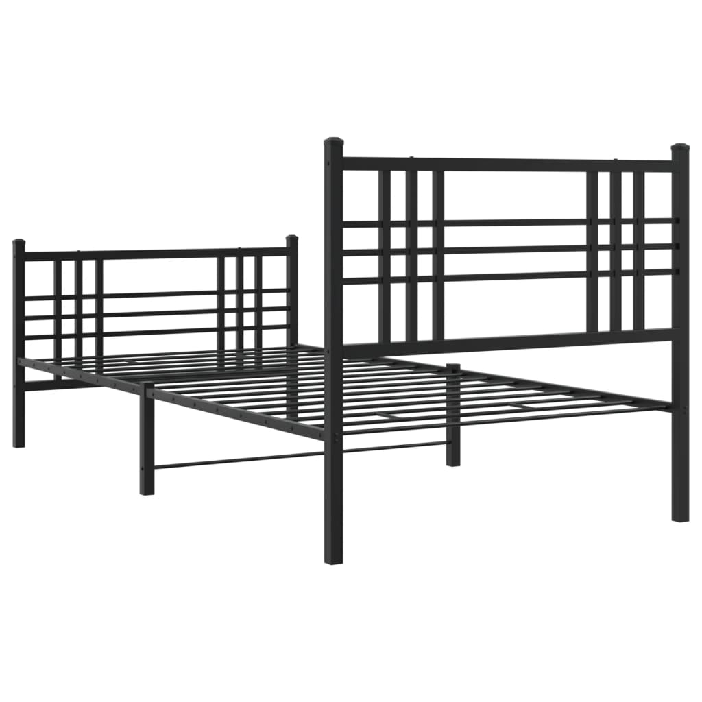 Giroletto con Testiera e Pediera Metallo Nero 100x200 cm | homemem39