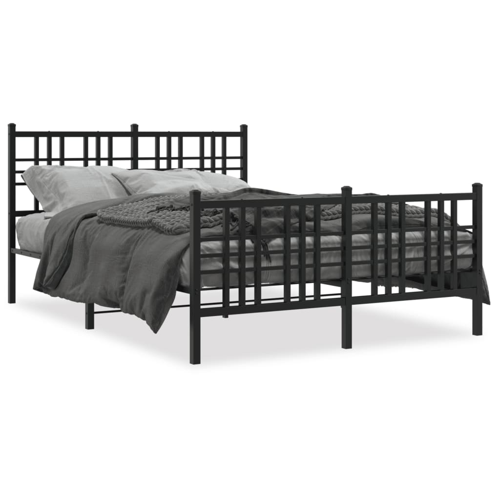 Giroletto con Testiera e Pediera Metallo Nero 137x190 cm | homemem39