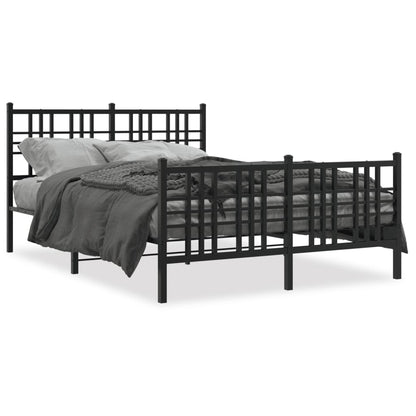Giroletto con Testiera e Pediera Metallo Nero 137x190 cm | homemem39