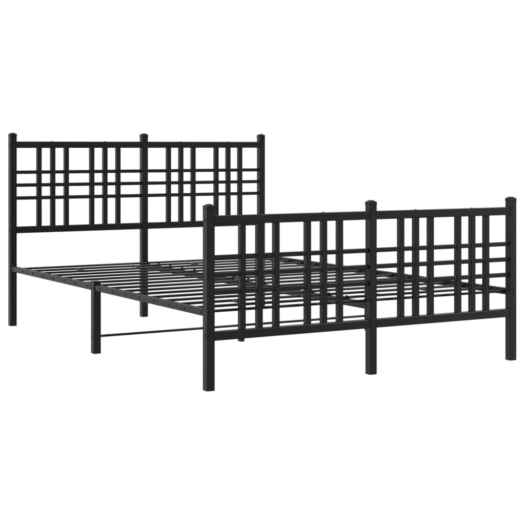 Giroletto con Testiera e Pediera Metallo Nero 137x190 cm | homemem39
