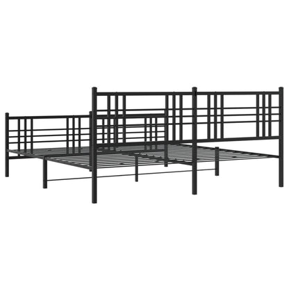 Giroletto con Testiera e Pediera Metallo Nero 200x200 cm | homemem39
