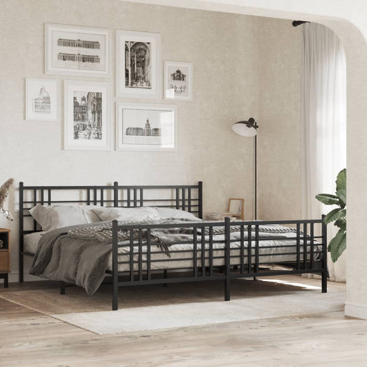 Giroletto con Testiera e Pediera Metallo Nero 200x200 cm | homemem39
