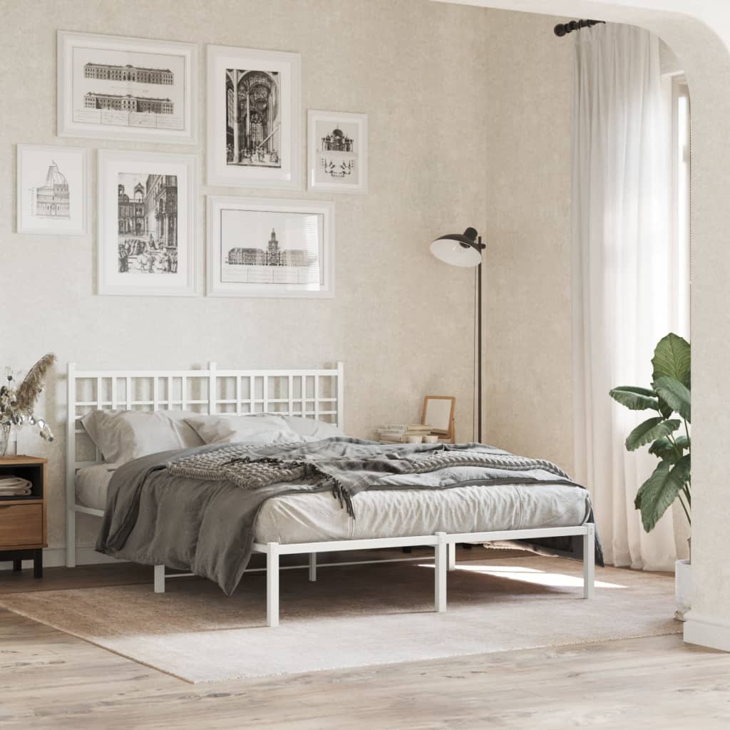 Giroletto con Testiera in Metallo Bianco 120x200 cm | homemem39