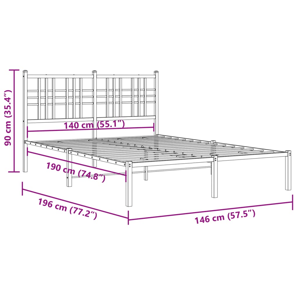 Giroletto con Testiera Metallo Bianco 140x190 cm | homemem39