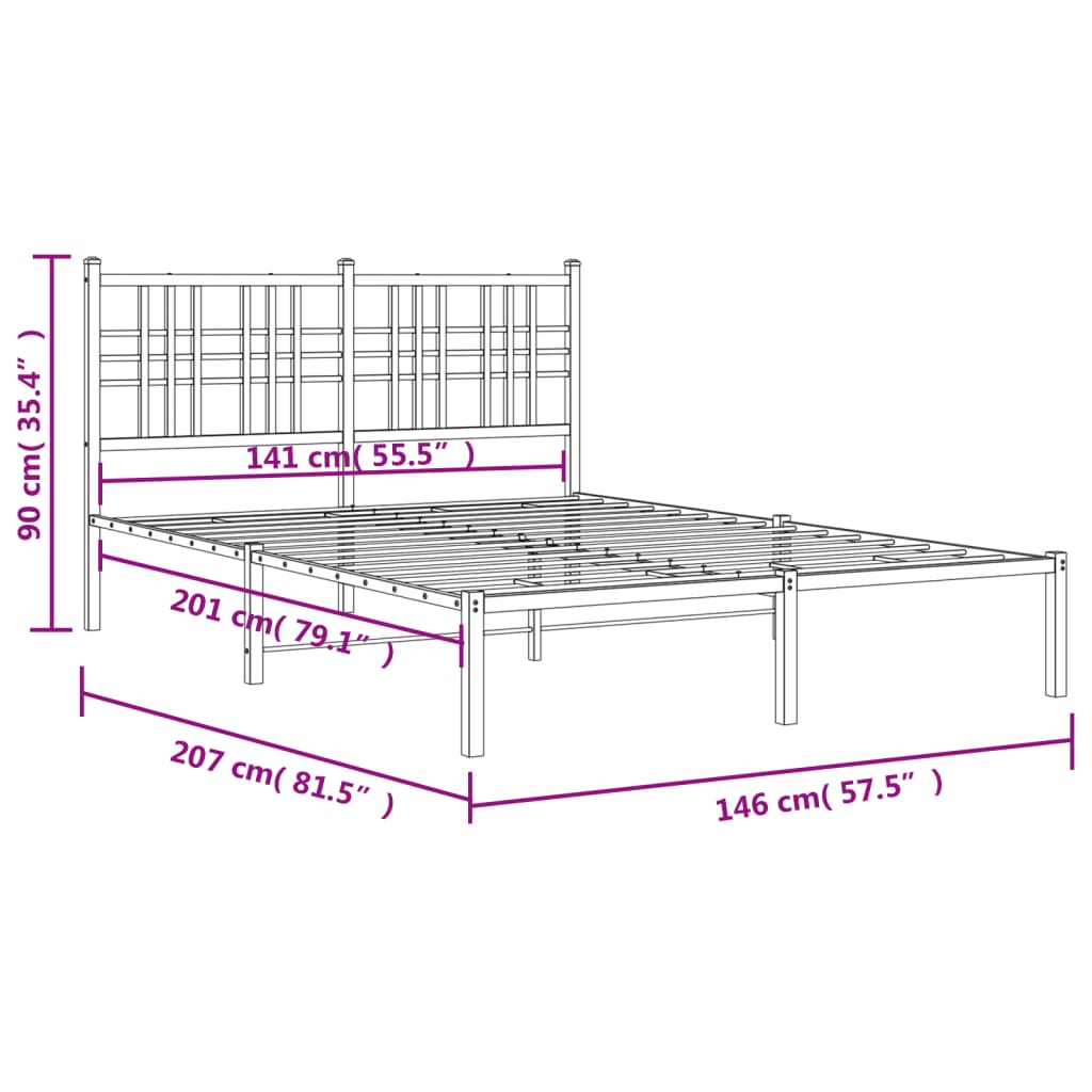 Giroletto con Testiera Metallo Bianco 140x200 cm | homemem39