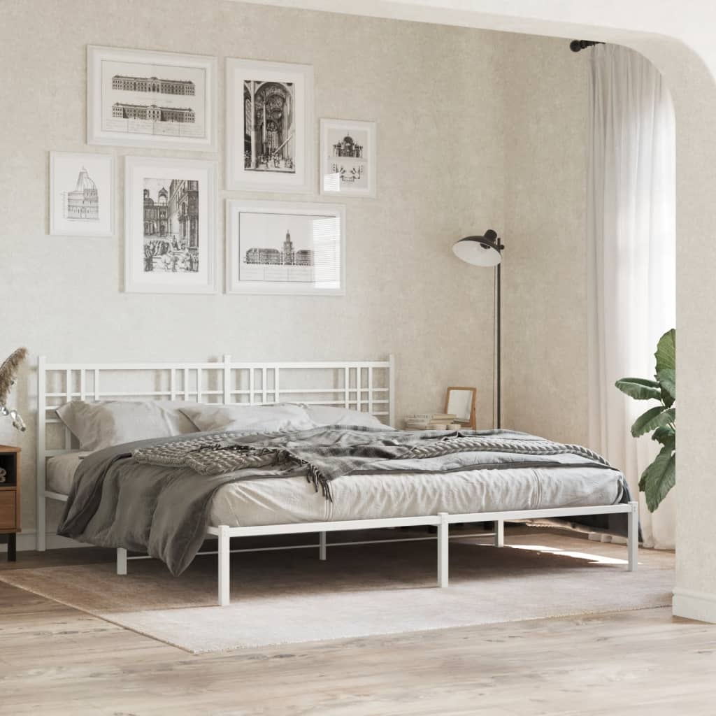 Giroletto con Testiera Metallo Bianco 193x203 cm | homemem39