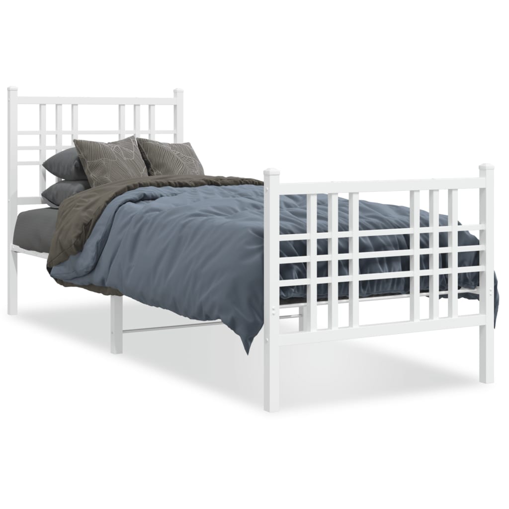 Giroletto con Testiera e Pediera Metallo Bianco 80x200 cm | homemem39