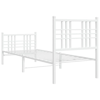 Giroletto con Testiera e Pediera Metallo Bianco 80x200 cm | homemem39