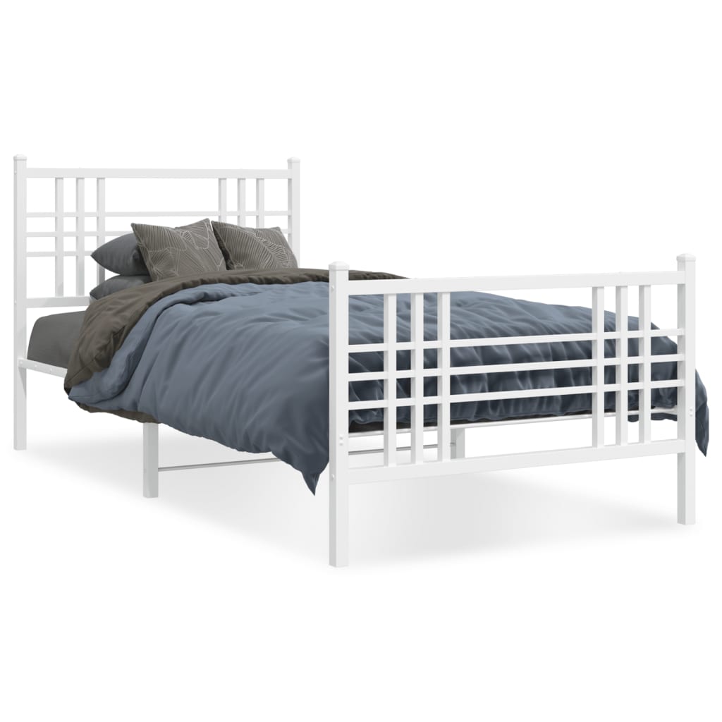 Giroletto con Testiera e Pediera Metallo Bianco 90x190 cm | homemem39