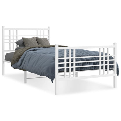 Giroletto con Testiera e Pediera Metallo Bianco 100x200 cm | homemem39
