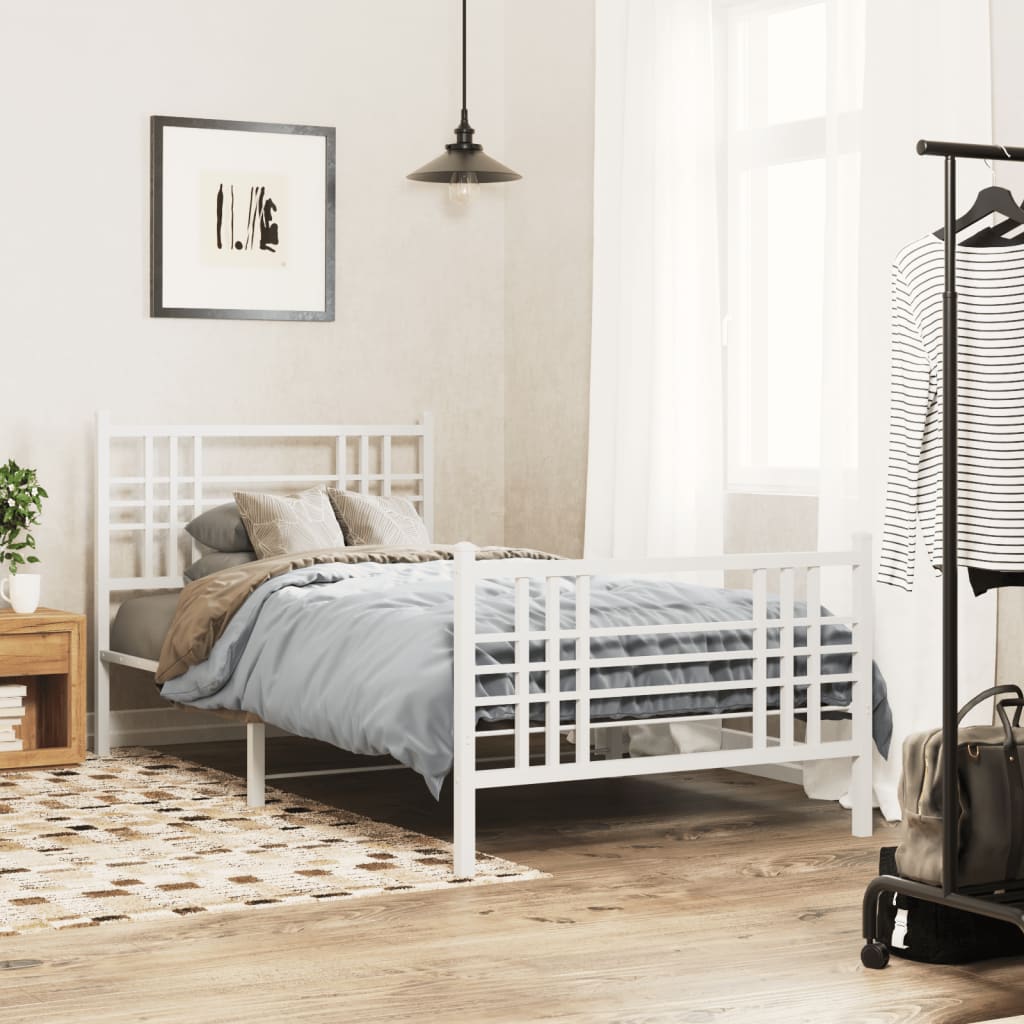 Giroletto con Testiera e Pediera Metallo Bianco 107x203 cm | homemem39