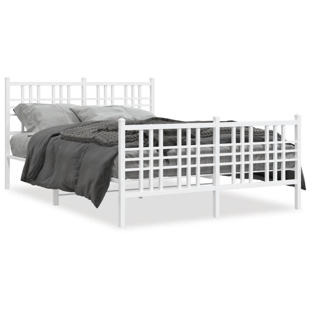 Giroletto con Testiera e Pediera Metallo Bianco 140x190 cm | homemem39